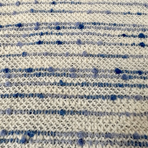 Loft Womens Crew Neck Cotton Blend Lightweight White & Blue Sweater Size M EUC - Picture 6 of 11